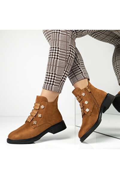 Modlet.ro Γυναικείες καφέ Σουέτ μπότες με φερμουάρ MOD14090