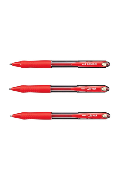 UNİ-BALL UNIBALL LAKNOCK BROAD ( 1.4 ) قلم حبر ميكانيكي أحمر (3 قطع)