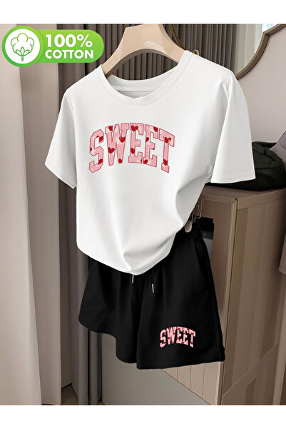 Flow touch Sweet Printed Oversized Shorts Set