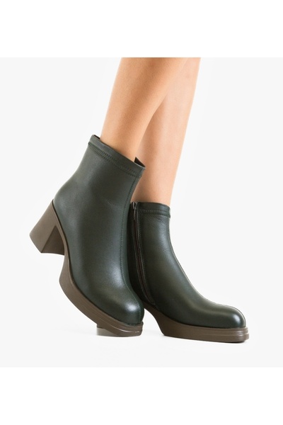 BENOTTİ Women's Taffeta Green Ankle Boots