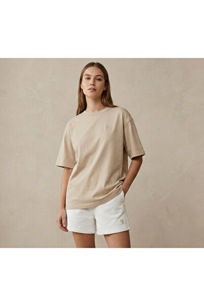 EFFRENATU Lıvo Oversized T-Shirt Shorts Set Embroidered Cotton Piece Comforta...