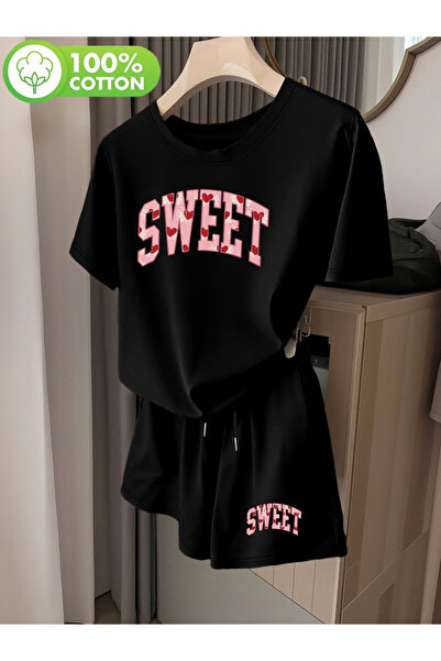 Flow touch Sweet Printed Oversized Shorts Set