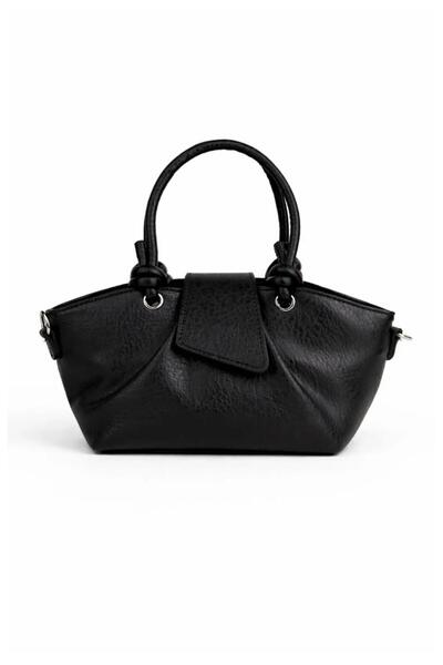 RumyaCollection Γυναικεία τσάντα χιαστί με λεπτομέρεια καλύμματος, μαύρη