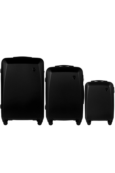 WINGS BRAND WINGS Plover Luggage Set - 3 Black ABS Suitcases with Lock & Spin...
