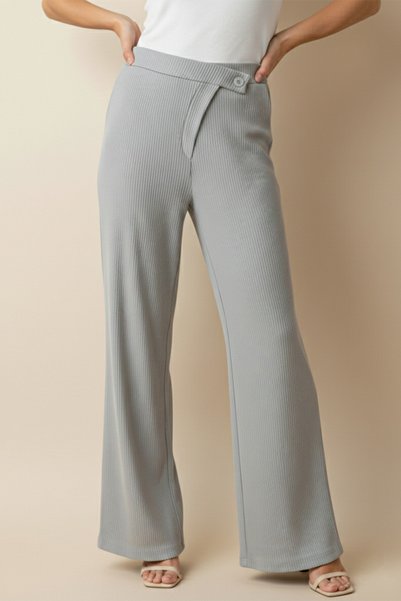bshood X Nurbeli Women's Pleated Asymmetrical Closure Palazzo Trousers