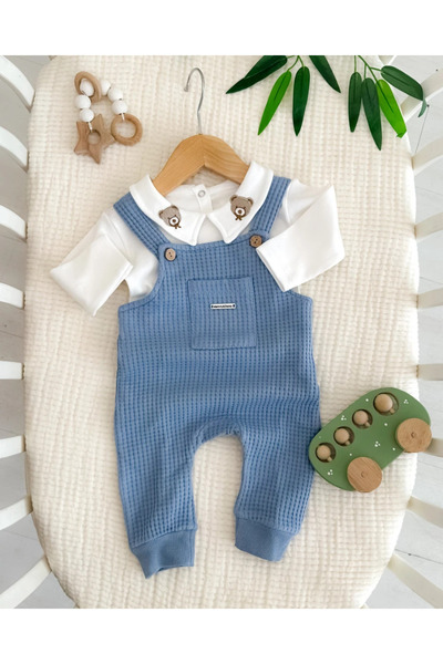 yukobaby bebeğiniz için en doğalı ERKEK BEBEK SEVİMLİ AYICIK NAKIŞLI 2'Lİ BAD...