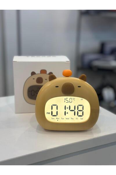 Liya's Gift Capybara Dijital Çalar Saat Alarmlı Işıklı şarjlı Masa Saati
