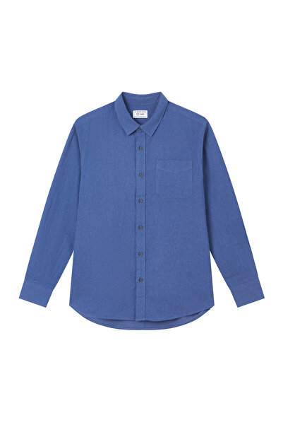 Giordano Men's Slim Linen Cotton Solid Shirt