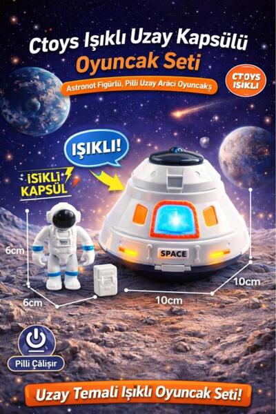 ctoy Ctoys Işıklı Uzay Kapsülü Oyuncak Seti – Astronot Figürlü, Pilli Uzay Ar...