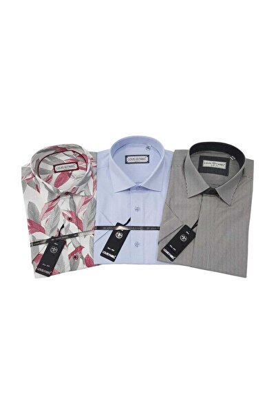 Louis Fabel 3-Piece Slim Fit Men's Short Sleeve Shirt Set – Size m