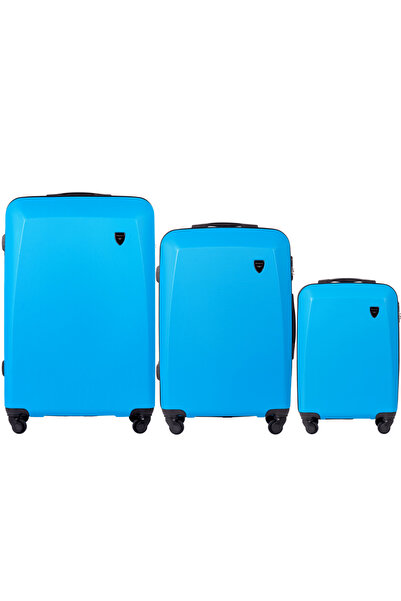 WINGS BRAND Set de bagaje Wings Plover - 3 bucăți, ABS, roți 360°, denim denim