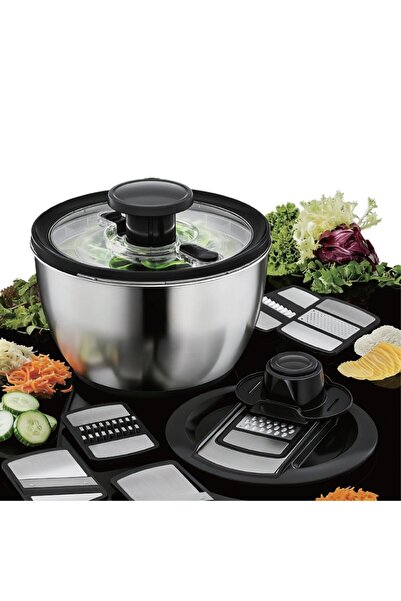 MİEN SİYAH HAZNELİ SALATA KURUTUCU&RENDE SETİ