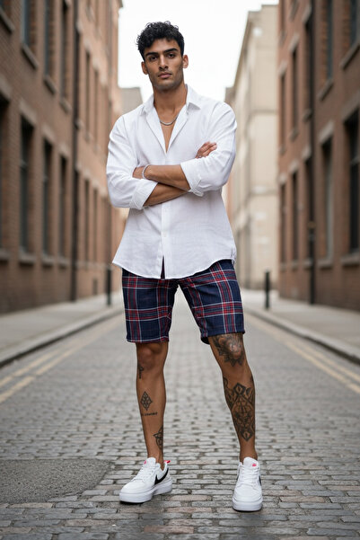 dehaine Pantaloni sucrti casual pentru barbati, in carouri, slim fit, 13143 B...