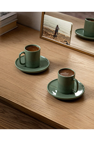 Madame Coco Vela 2-Person 4-Piece Gold Coffee Cup Set - Green - 90 ml