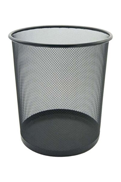 Fas Round Waste Basket with Wire Mesh Design Black 30x45.5cm