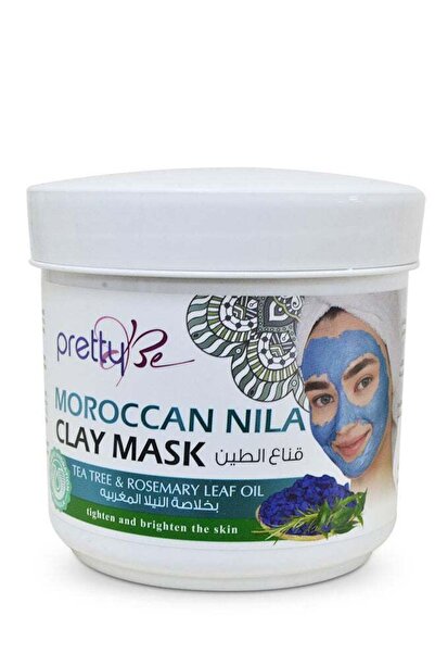 pretty Be قناع طين النيلة المغربي، خالٍ من الشاي، غني بزيت أوراق إكليل الجبل،...