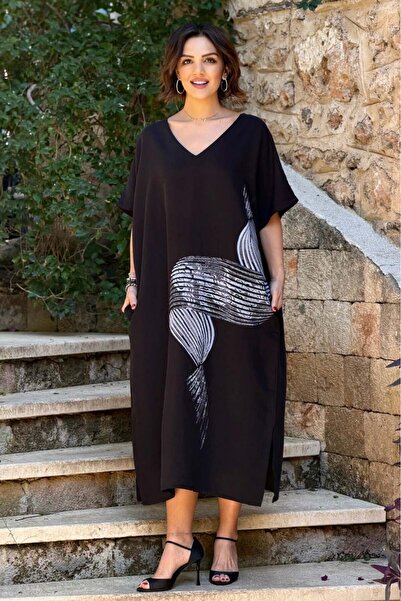 Nevin Kaya Moda Rochie de mărime mare care ascunde kilogramurile cu efect de ...