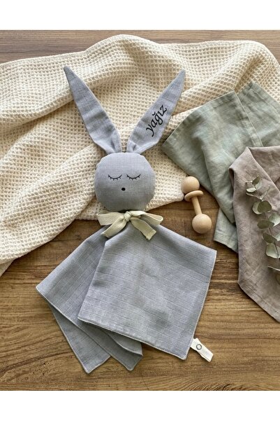 Zenkova İsim Baskılı Müslin organik uyku arkadaşı emzik askılı