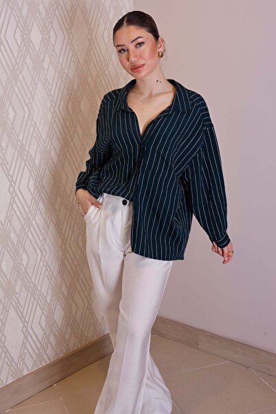 Elzem Boutique Retro Yeşili Gömlek