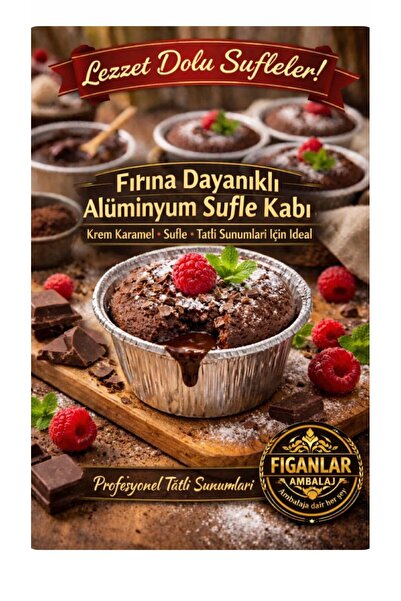 figanlar ambalaj 25 adet Alüminyum Sufle Kabı Krem Karamel Kabı Fırına Dayanı...