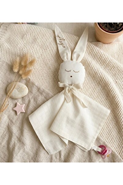 Zenkova İsim Baskılı Müslin organik uyku arkadaşı emzik askılı