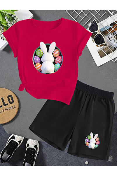 Flow touch Rabbit Printed Oversized Shorts Set