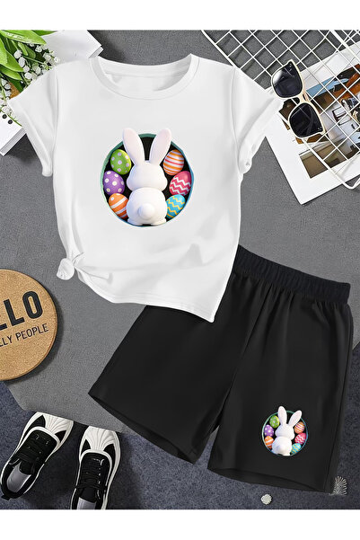 Flow touch Rabbit Printed Oversized Shorts Set