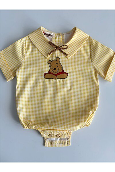 il mio bambino Handmade 100% Cotton Men's Cute Pooh Embroidered Sar Plaid Pac...