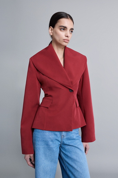 VATKALI Shawl Collar Double-Breasted Blazer Jacket