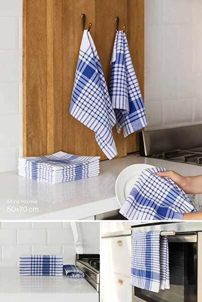 Mira Home 10 قطع من قماش تجفيف الأطباق الفاخر ومناديل المطبخ 50×70 سم لون أزر...