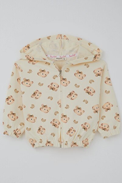 Breeze كارديجان للفتيات الصغيرات بفيونكة لطيفة على شكل دب منقوش 9 أشهر-3 سنوا...