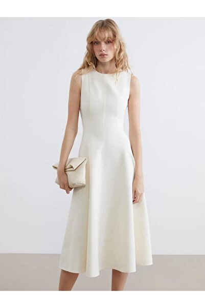 LC Waikiki Navy Blue Crew Neck Peplum Dress (S6)