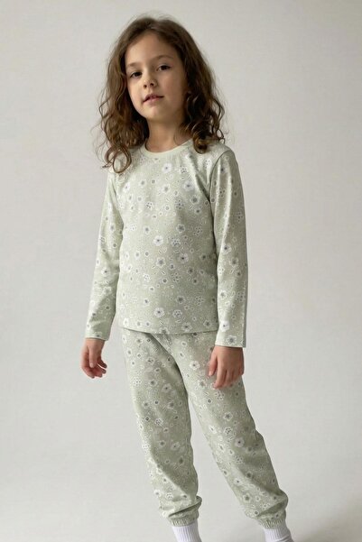 Breeze Devojčička pidžama set Cvetni dezen 4-8 godina, vodeno zelena