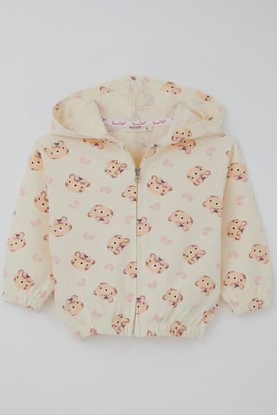 Breeze كارديجان للفتيات الصغيرات بفيونكة لطيفة على شكل دب منقوش 9 أشهر-3 سنوا...