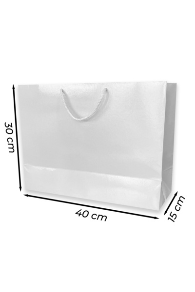 ABB Matbaa 10 Adet Beyaz Karton İpli Çanta Kağıt Poşet (40x30x15) - İp Rengi ...