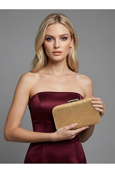 Biçanta Skin Nude Color Lace Embroidered Z Chain Strap I Women's Evening Dres...