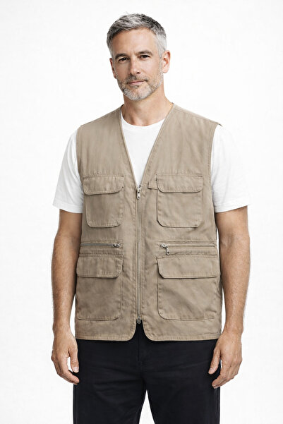 BURSPA Comfortable Cut Multi Pocketed Cotton Pack Classic Men's Dad Vest