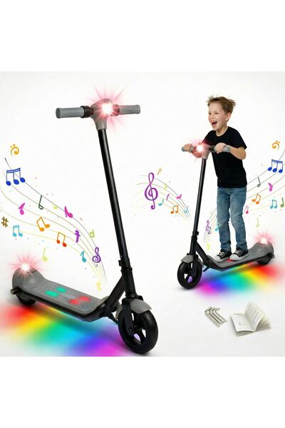 AYEBIA سكوتر كهربائي للأطفال مزود بأضواء LED ومكبر صوت بلوتوث