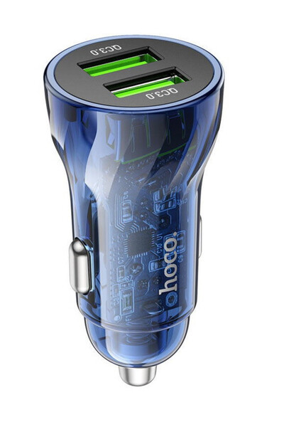 Hoco Incarcator Priza Auto Z47, 2xUSB-A PD 20W Fast Charge, Albastru