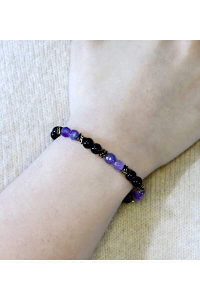 esha Natural Stone Amethyst Hematite Natural Stone Women's Natural Stone Brac...