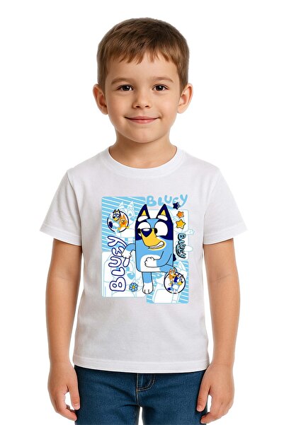 SEDİRLİ Unisex Bluey baskılı Çocuk Tişört pamuklu penye kumaş