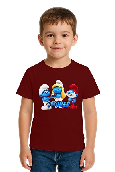 SEDİRLİ Tricou unisex pentru copii Smurfs cu imprimeu bumbac bucăți din bumba...
