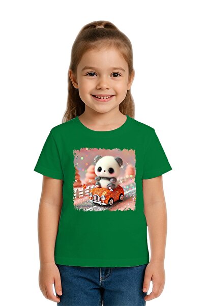SEDİRLİ Unisex Teddy Bear Panda Printed Children's T-Shirt Cotton Count Combe...