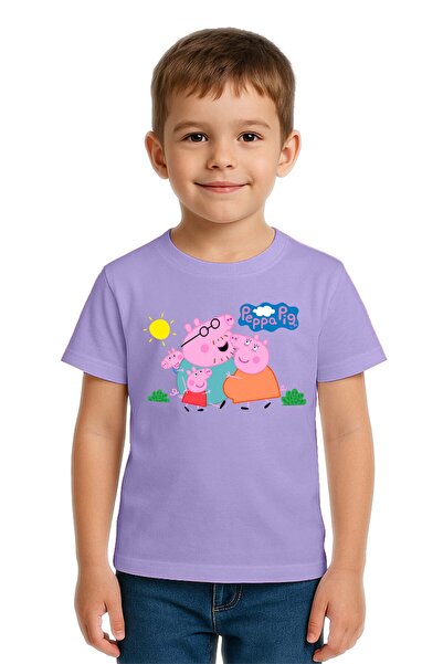 SEDİRLİ Unisex Peppa Pig Printed Children's T-Shirt Cotton Combed Cotton Fabric