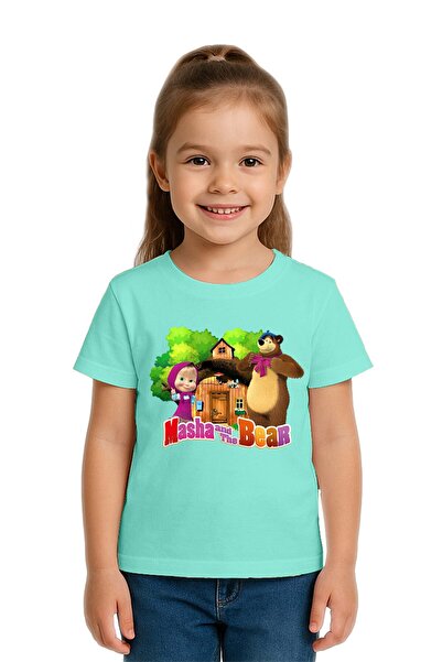 SEDİRLİ Tricou unisex pentru copii Masha și Ursul cu imprimeu bumbac bucăți d...