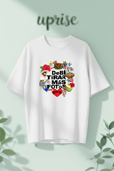 Vordevia Bad Bunny Debi Tirar Mas Fotos cu imprimeu bumbac lu supradimensiona...