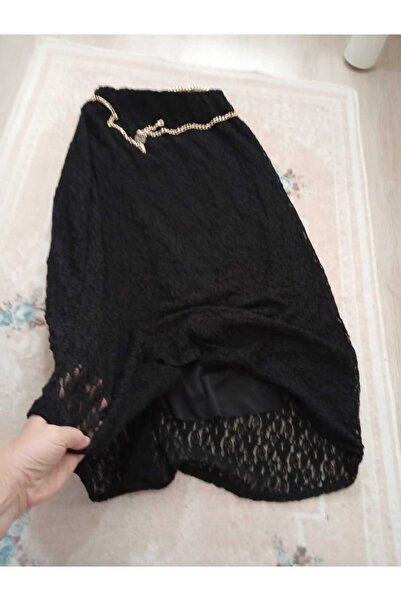 Butik Kadın uzun astarlı dantel etek