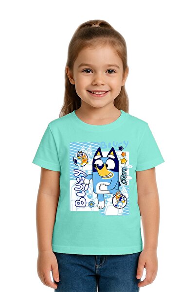 SEDİRLİ Unisex Bluey baskılı Çocuk Tişört pamuklu penye kumaş