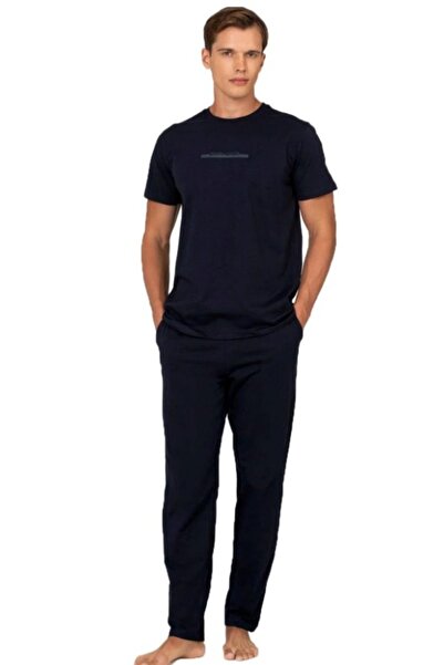 Pierre Cardin Men's Short Sleeve Crew Neck Combed Cotton Pajama Set
