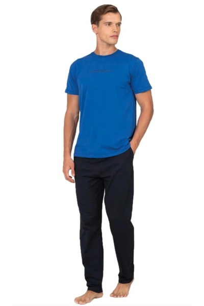 Pierre Cardin Men's Short Sleeve Crew Neck Combed Cotton Pajama Set